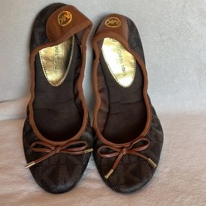 Michael Kors Brown Logo Ballet Flats Size 9